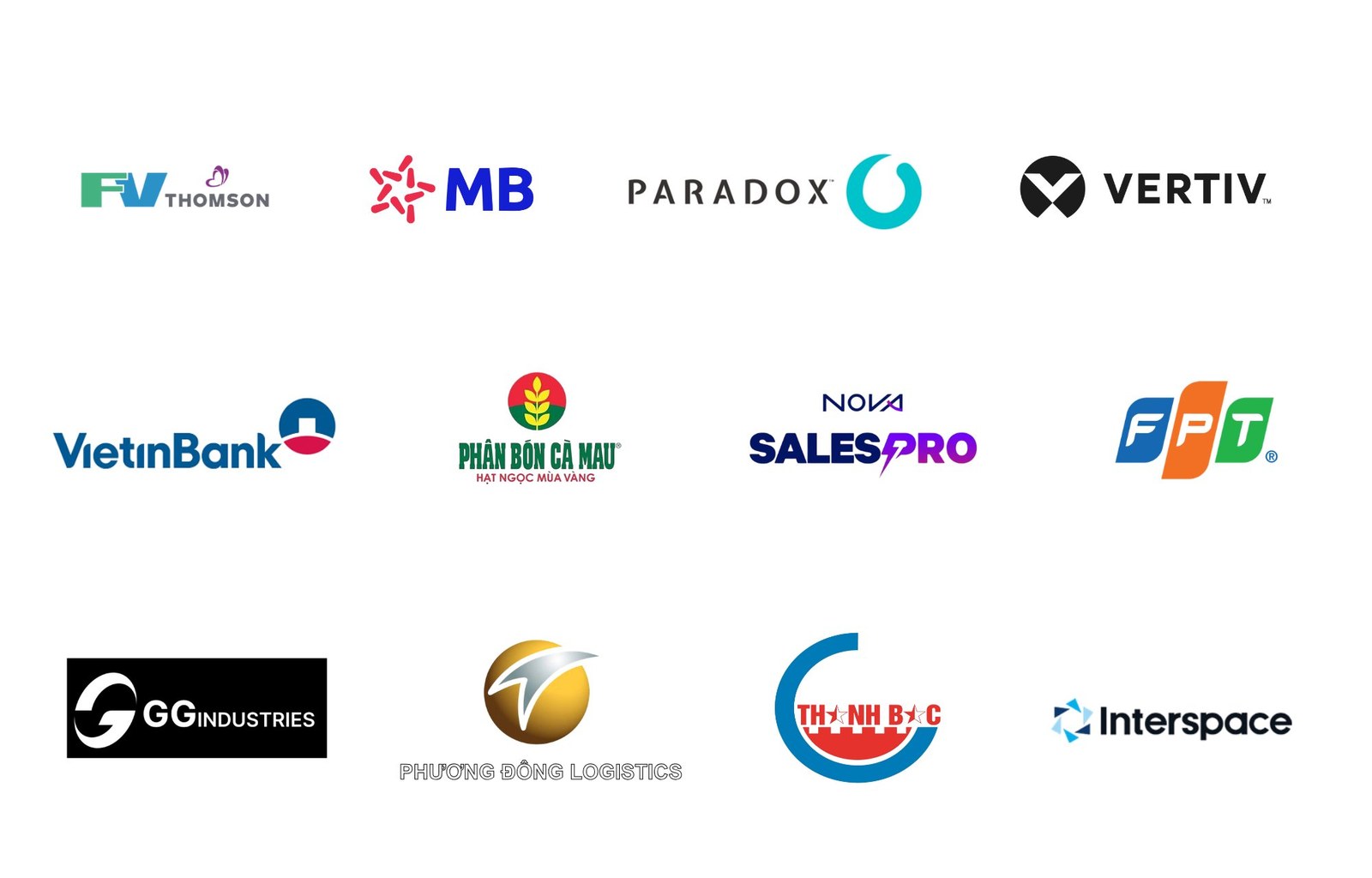 Khách hàng doanh nghiệp của Yokool: VietinBank, MB, FPT, Vertiv, Paradox, Nova SalesPro, GG Industries, Phương Đông Logistics, Phân bón Cà Mau, FV Thomson, Thành Bắc, Interspace
